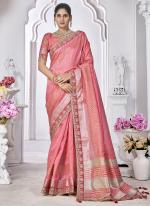 Top Dyed Silk Pink Wedding Wear Coding Work Saree